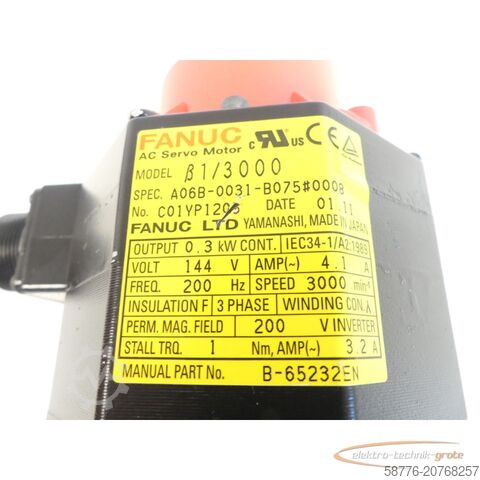 A06B-0031-B075 FANUC EKSEN MOTORU