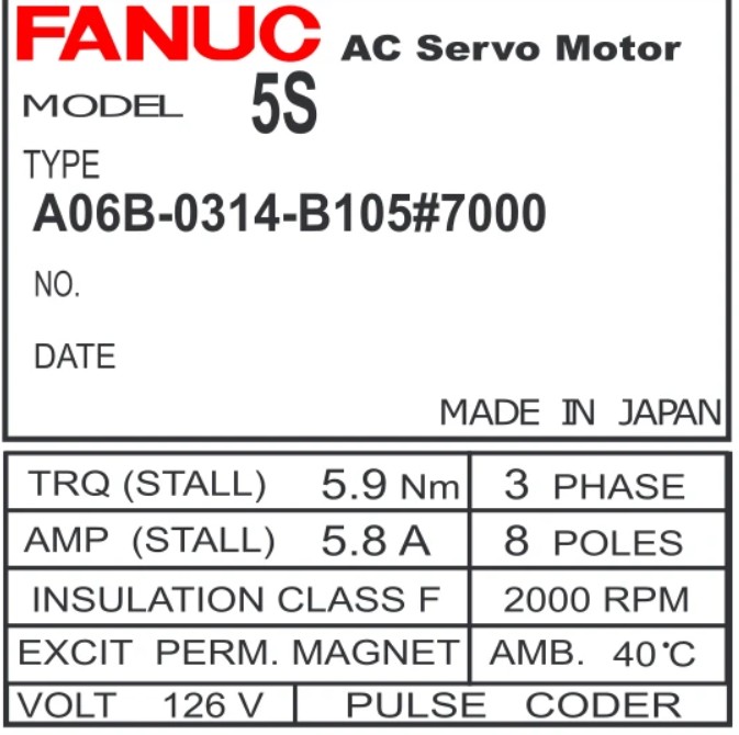 A06B-0314-B105 FANUC SERVO MOTOR